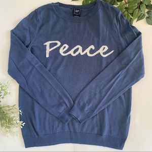 ✨SOLD✨ Merino Wool “Peace” Sweater in Navy & White